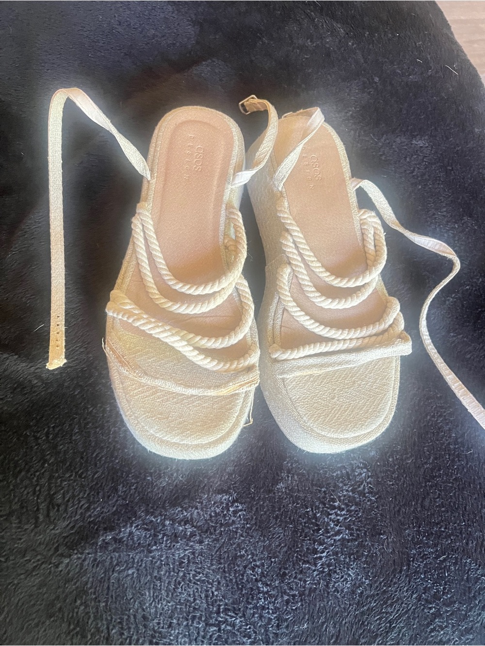 ASOS Design Tari Rope Strap Wedge Platform Sandal (sz 12)